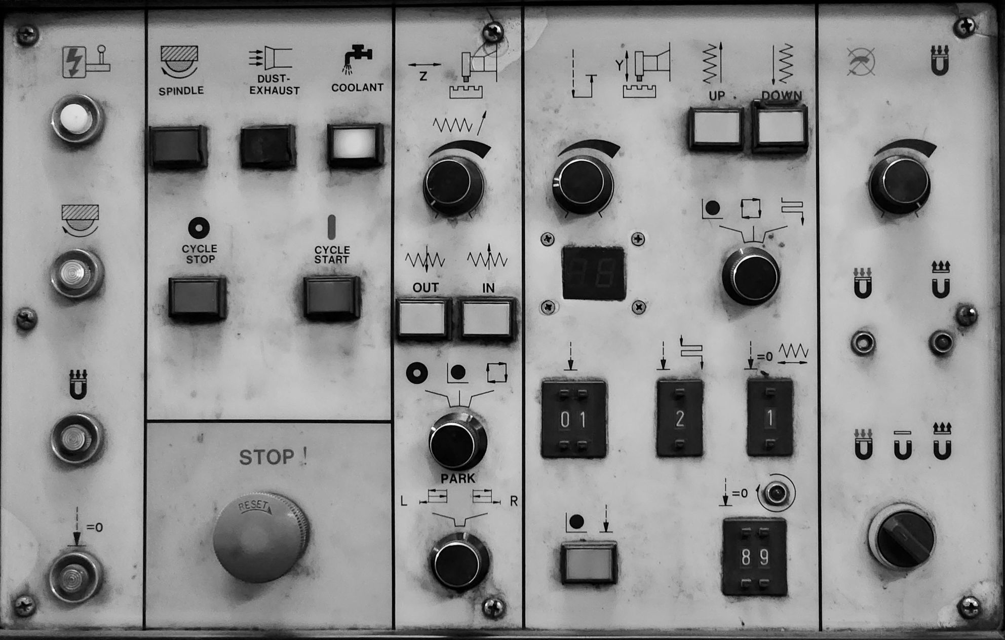 The operating desk with buttons